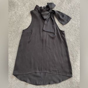 High neck blouse with bow detail. Black. Size 2